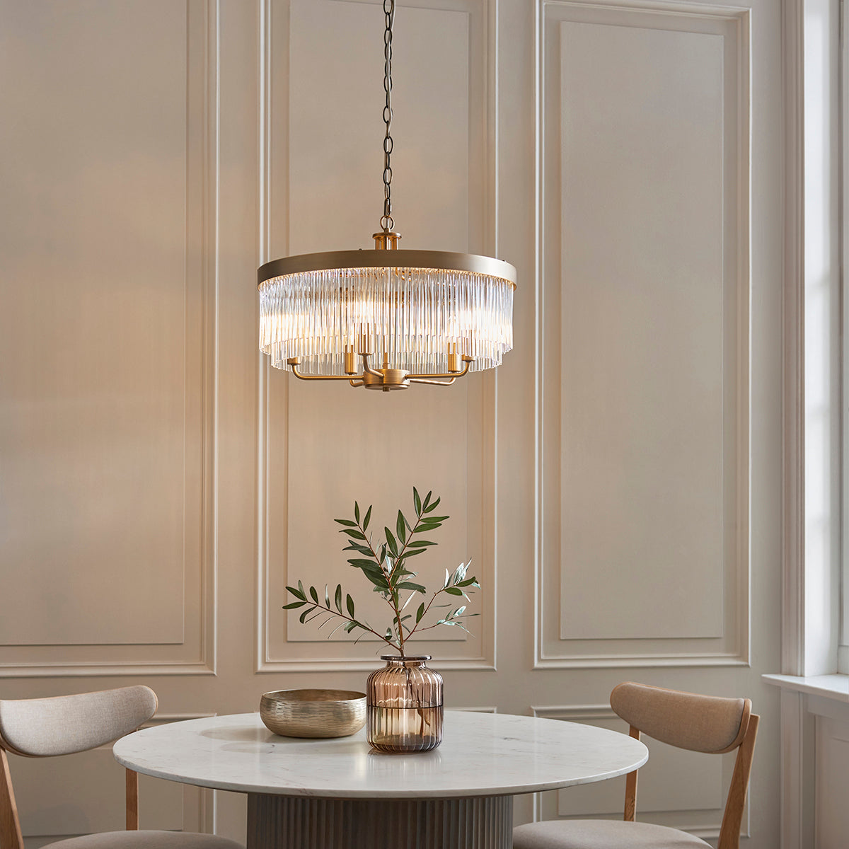Colmn 5-Light Pendant Light in Warm Antique Brass
