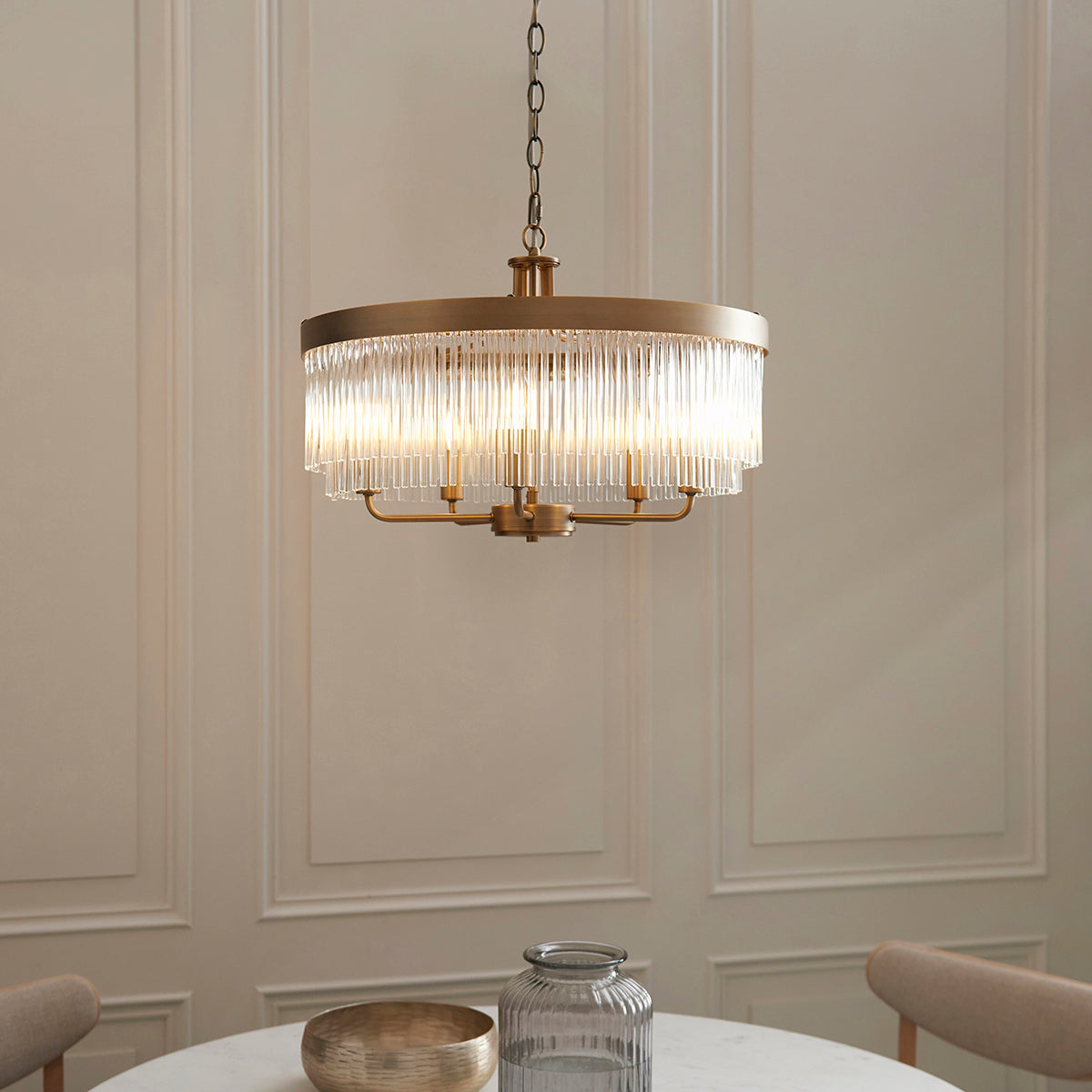 Colmn 5-Light Pendant Light in Warm Antique Brass