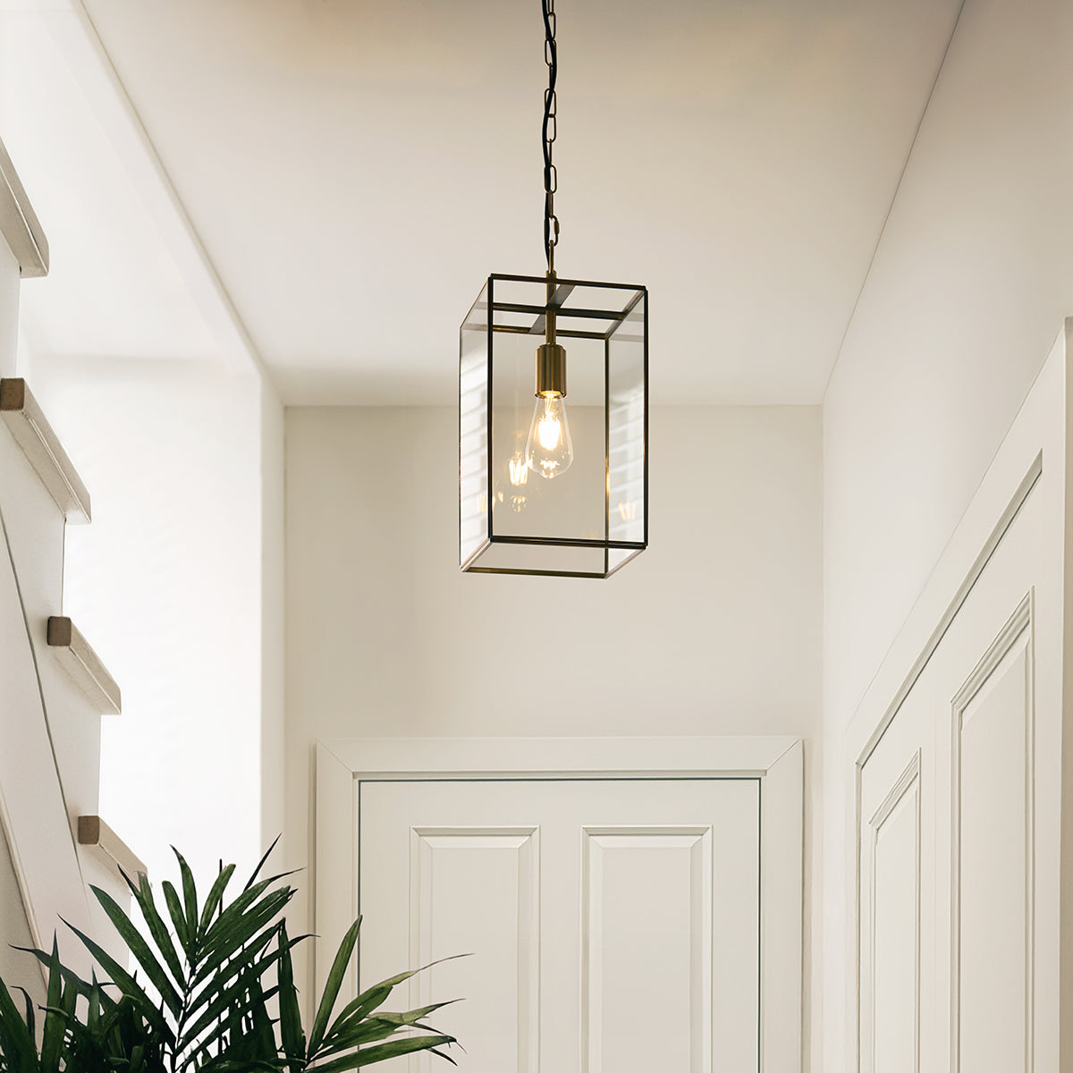 Brice Single Grand Pendant Light in Antique Brass