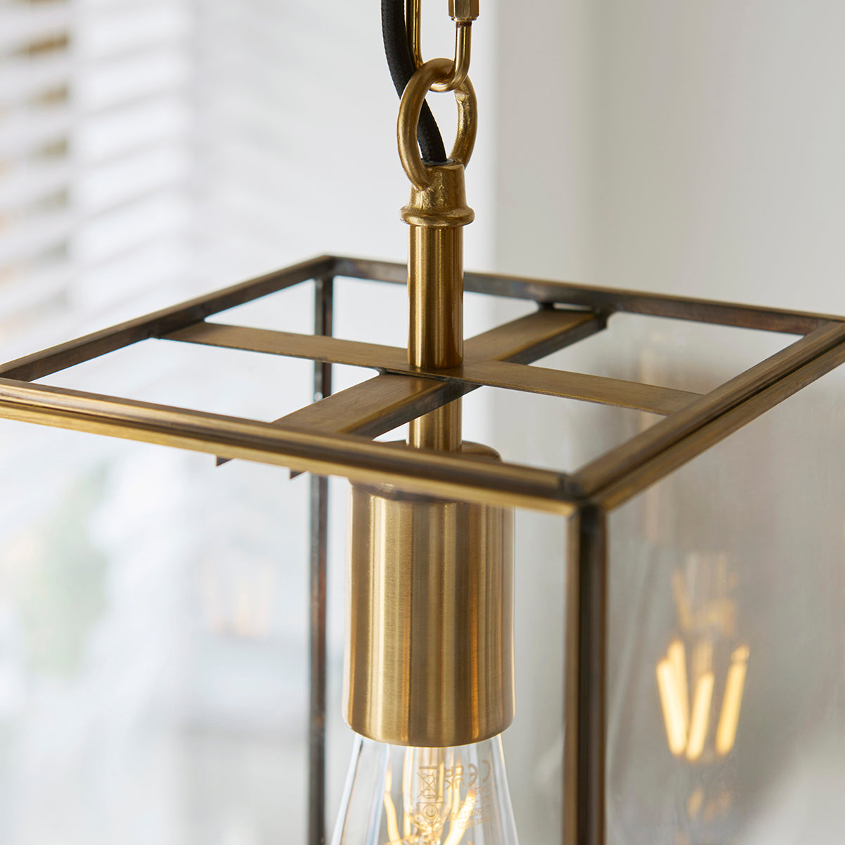 Brice Single Pendant Light in Antique Brass
