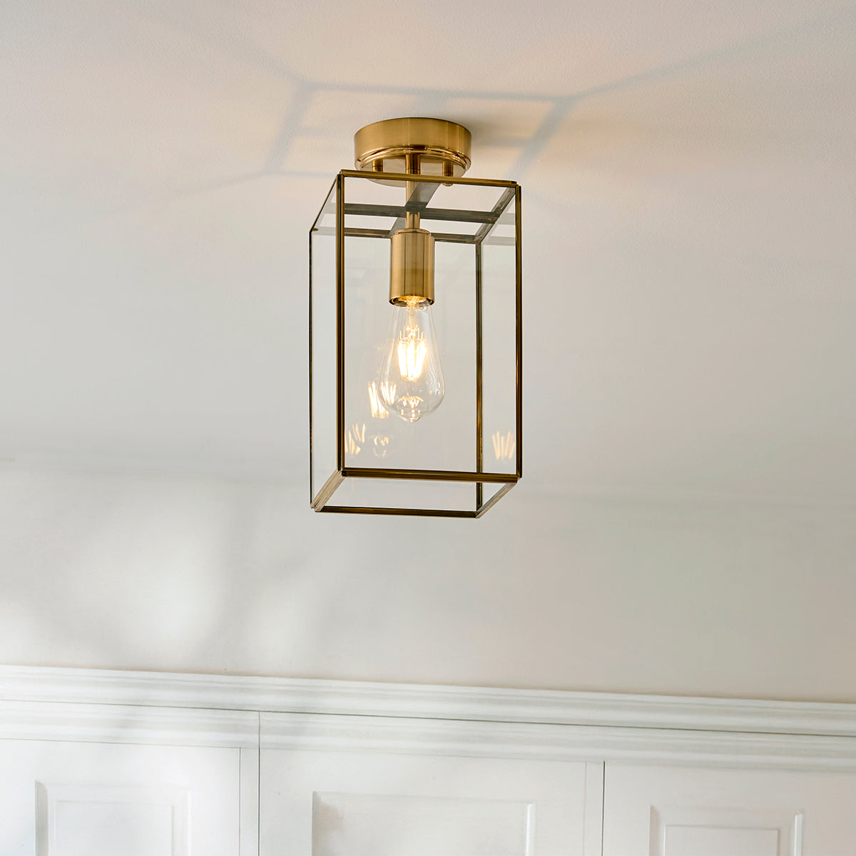 Brice Flush Light in Antique Brass