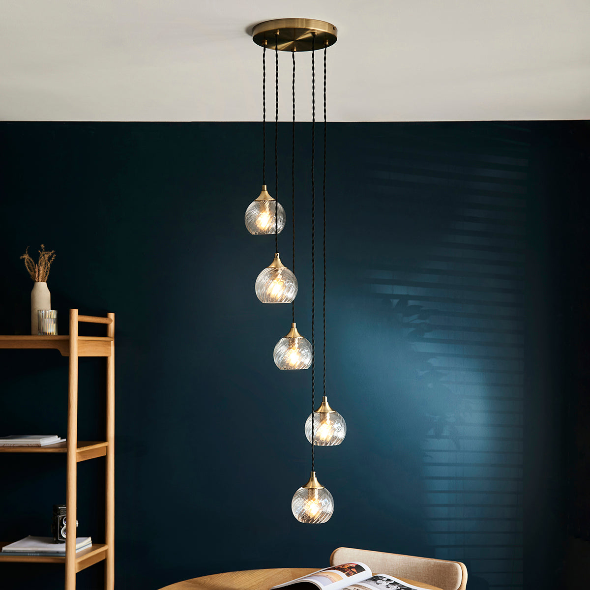 Andersen 5-Light Cascade Pendant Light in Antique Brass