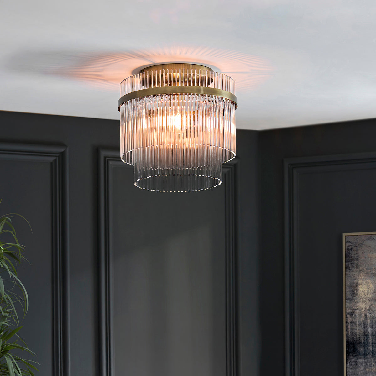Odessa Flush Light in Antique Brass