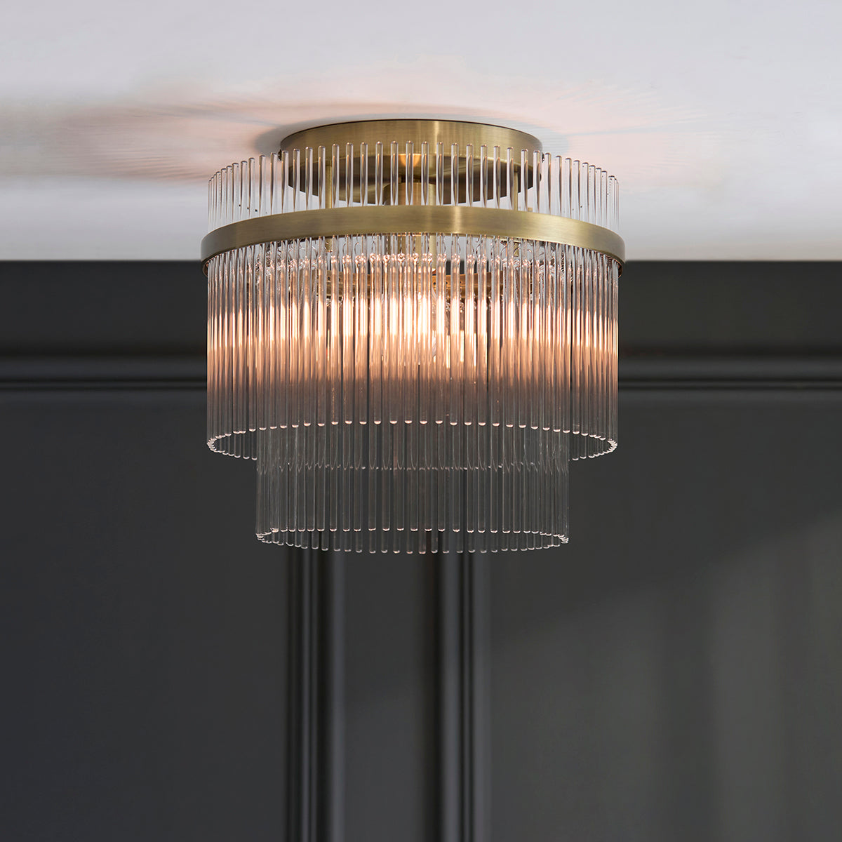 Odessa Flush Light in Antique Brass