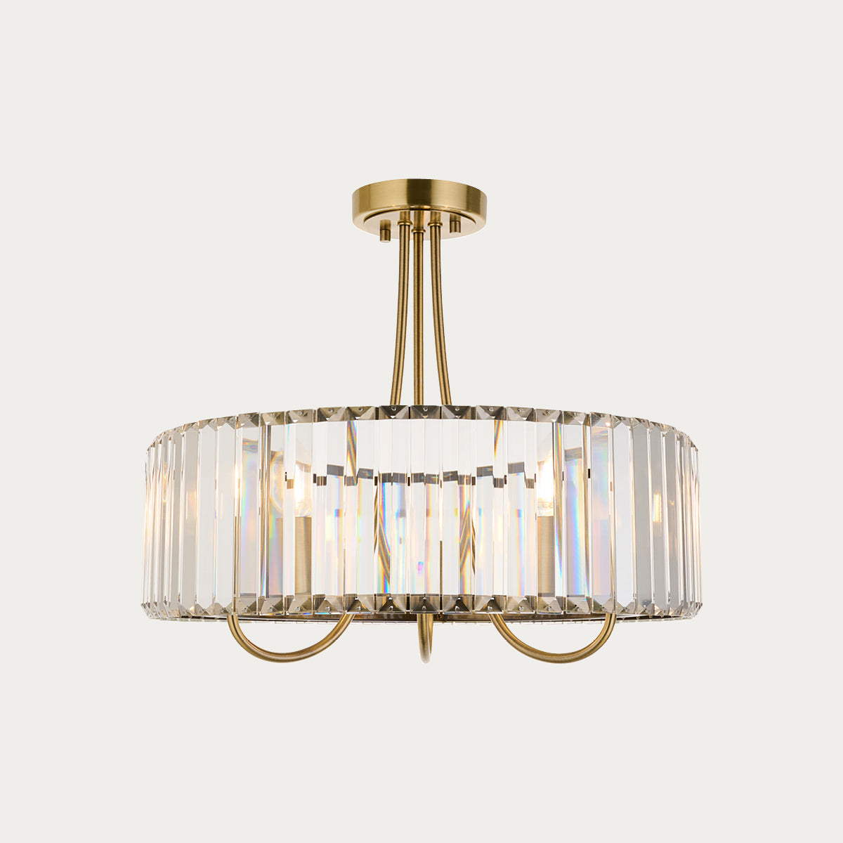 Amela 3-Light Semi Flush Light in Antique Brass