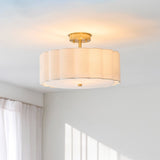 Serena 2 Light Flush Mount Ceiling Light with Cream Lamp Shade