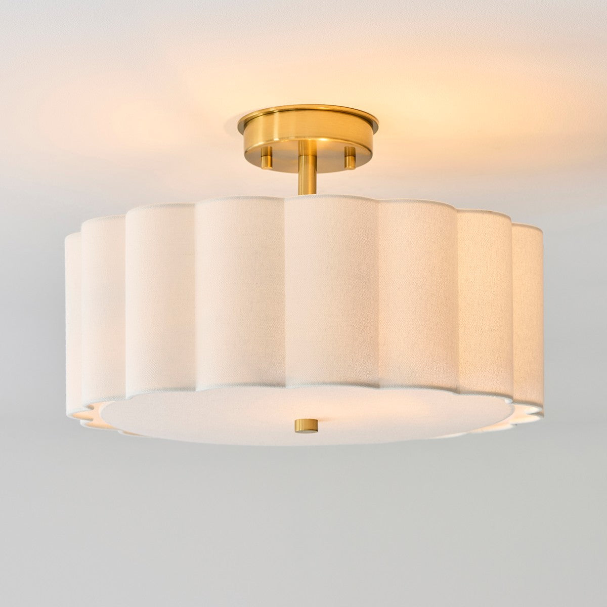 Serena 2 Light Flush Mount Ceiling Light with Cream Lamp Shade