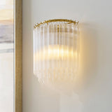 Montrelle Brass Wall Light with Ribbed Glass Lamp Shades