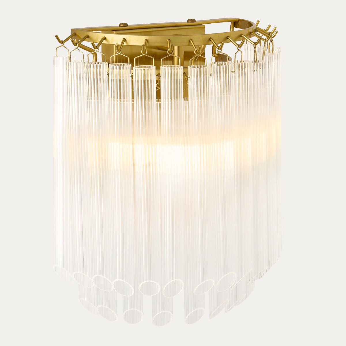 Montrelle Brass Wall Light with Ribbed Glass Lamp Shades