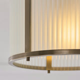 Radley Modern Flush Ceiling Light Fixture in Antique Brass with Frosted Ribbed Glass