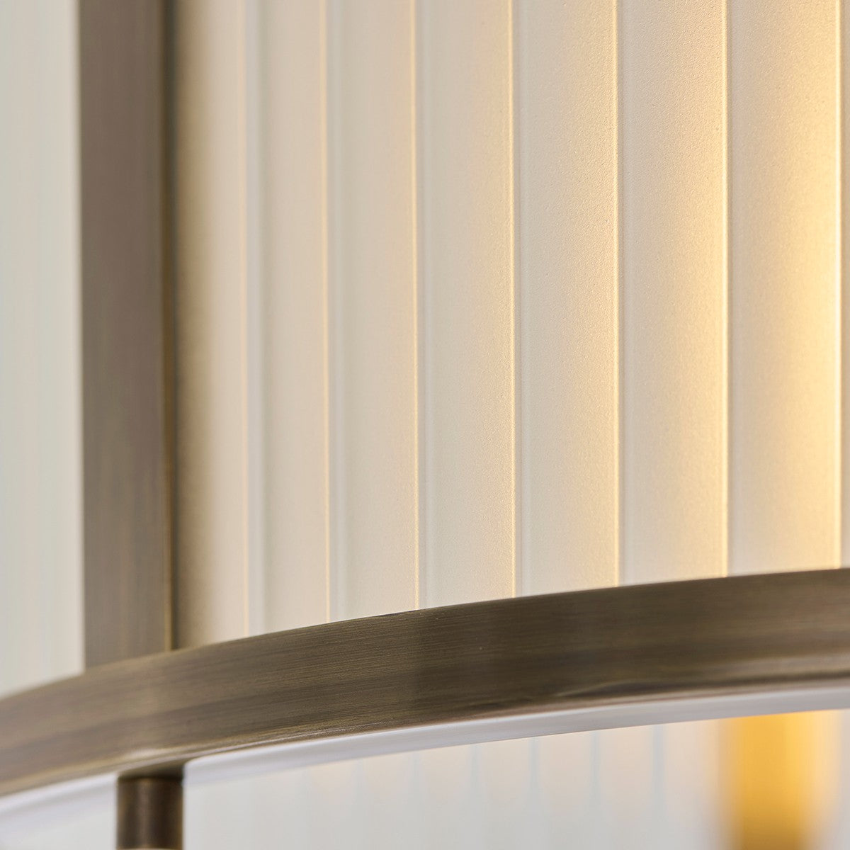 Radley Modern Flush Ceiling Light Fixture in Antique Brass with Frosted Ribbed Glass