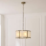 Radley 3 Light Antique Brass Ceiling Lamp with Frosted Ribbed Glass