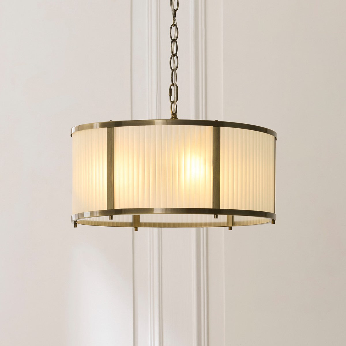 Radley 3 Light Antique Brass Ceiling Lamp with Frosted Ribbed Glass