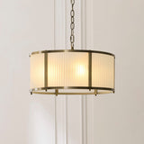 Radley 3 Light Antique Brass Ceiling Lamp with Frosted Ribbed Glass