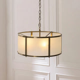 Radley 3 Light Antique Brass Ceiling Lamp with Frosted Ribbed Glass
