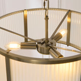 Radley 3 Light Antique Brass Ceiling Lamp with Frosted Ribbed Glass