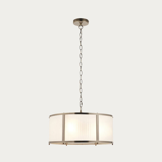 Radley 3 Light Antique Brass Ceiling Lamp with Frosted Ribbed Glass