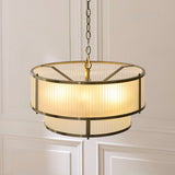 Radley 5 Light Antique Brass Ceiling Lamp with Frosted Ribbed Glass