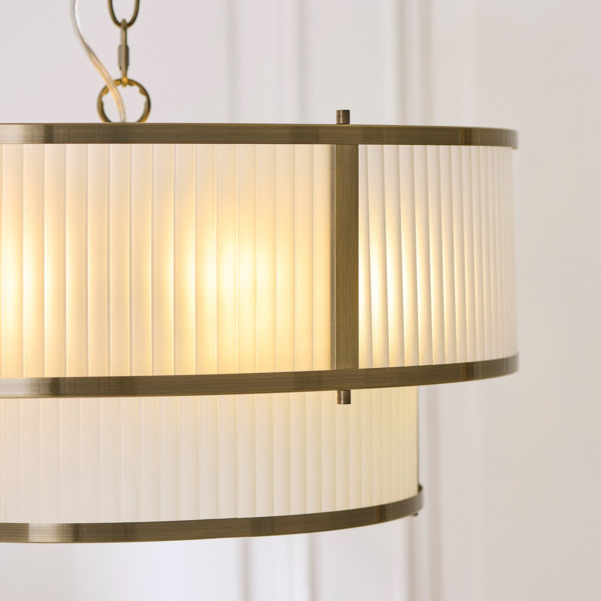Radley 5 Light Antique Brass Ceiling Lamp with Frosted Ribbed Glass