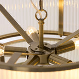 Radley 5 Light Antique Brass Ceiling Lamp with Frosted Ribbed Glass