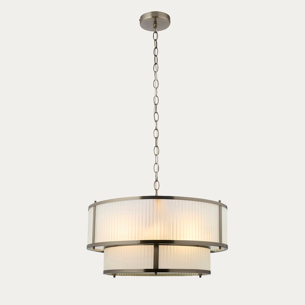 Radley 5 Light Antique Brass Ceiling Lamp with Frosted Ribbed Glass