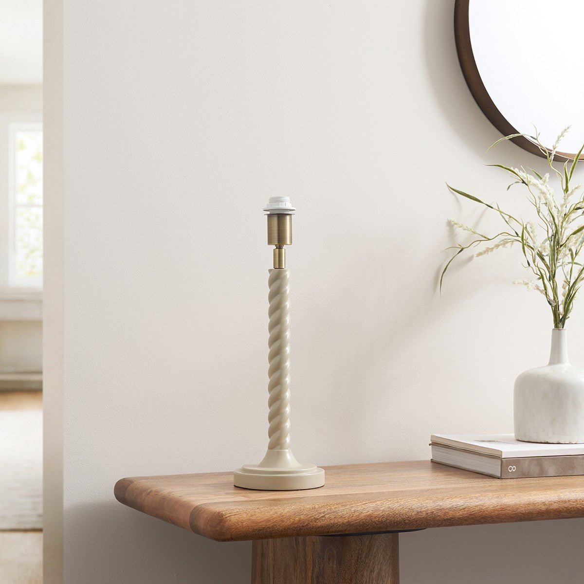Satin Almond White Paint & Antique Brass Plate
