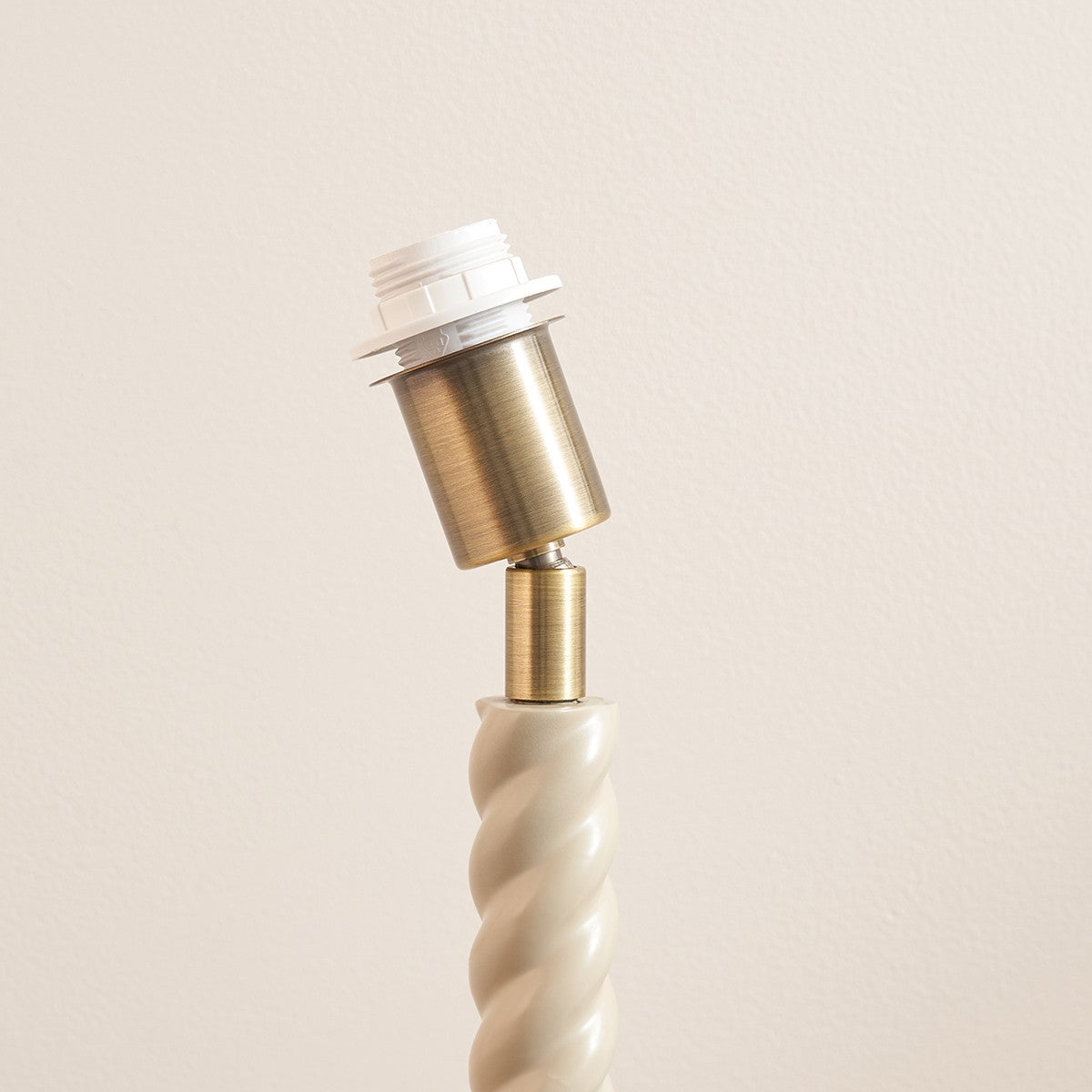 Satin Almond White Paint & Antique Brass Plate