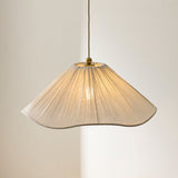Ivetta Scalloped Shade Vintage Pendant Light in Brushed Brass