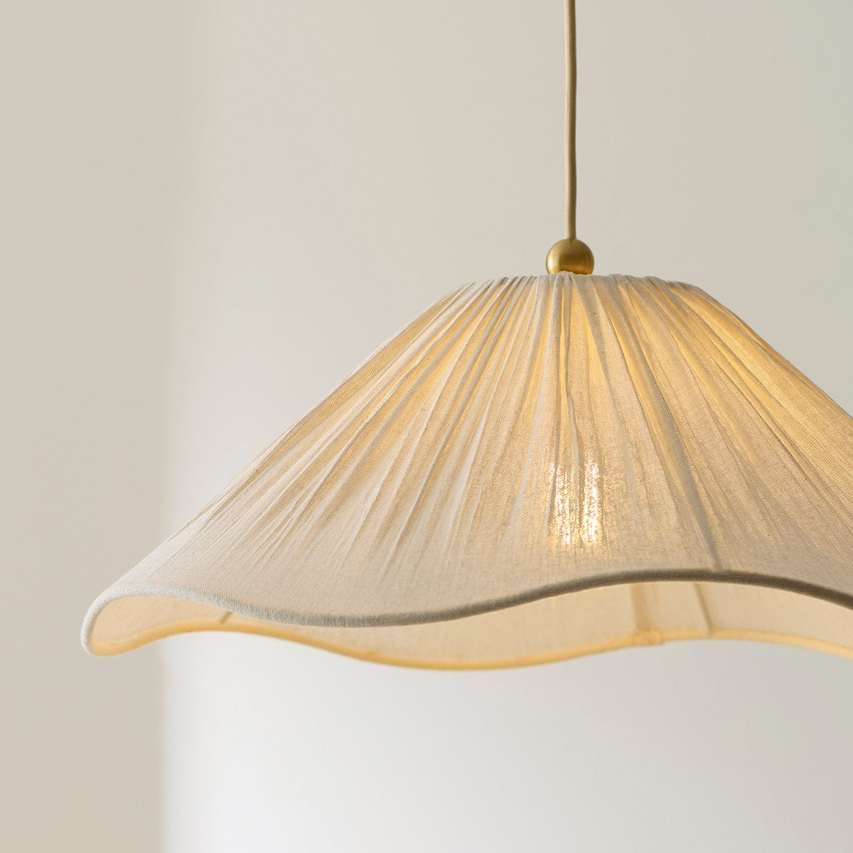 Ivetta Scalloped Shade Vintage Pendant Light in Brushed Brass