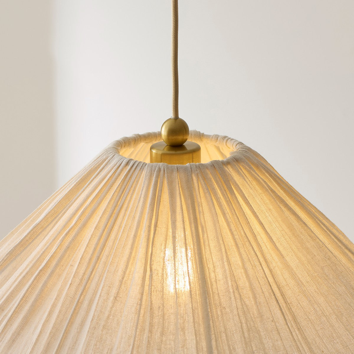 Ivetta Scalloped Shade Vintage Pendant Light in Brushed Brass