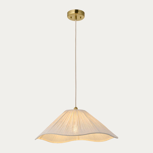 Ivetta Scalloped Shade Vintage Pendant Light in Brushed Brass
