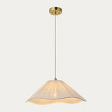 Ivetta Scalloped Shade Vintage Pendant Light in Brushed Brass