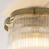 Lucienne Glass Flush Ceiling Light in Antique Brass
