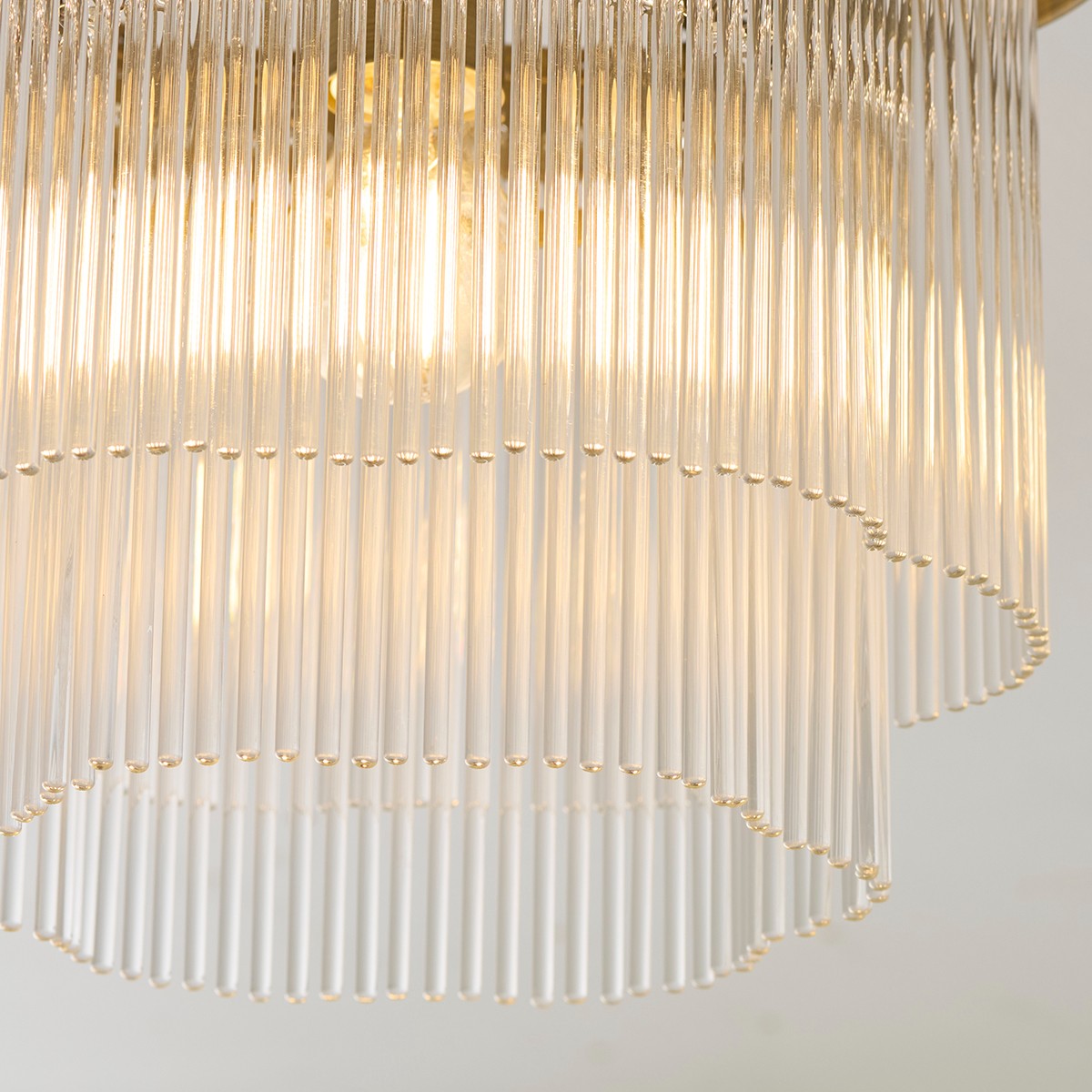 Lucienne Glass Flush Ceiling Light in Antique Brass