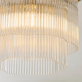 Lucienne Glass Flush Ceiling Light in Antique Brass