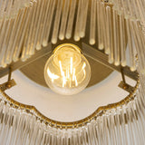 Lucienne Glass Flush Ceiling Light in Antique Brass