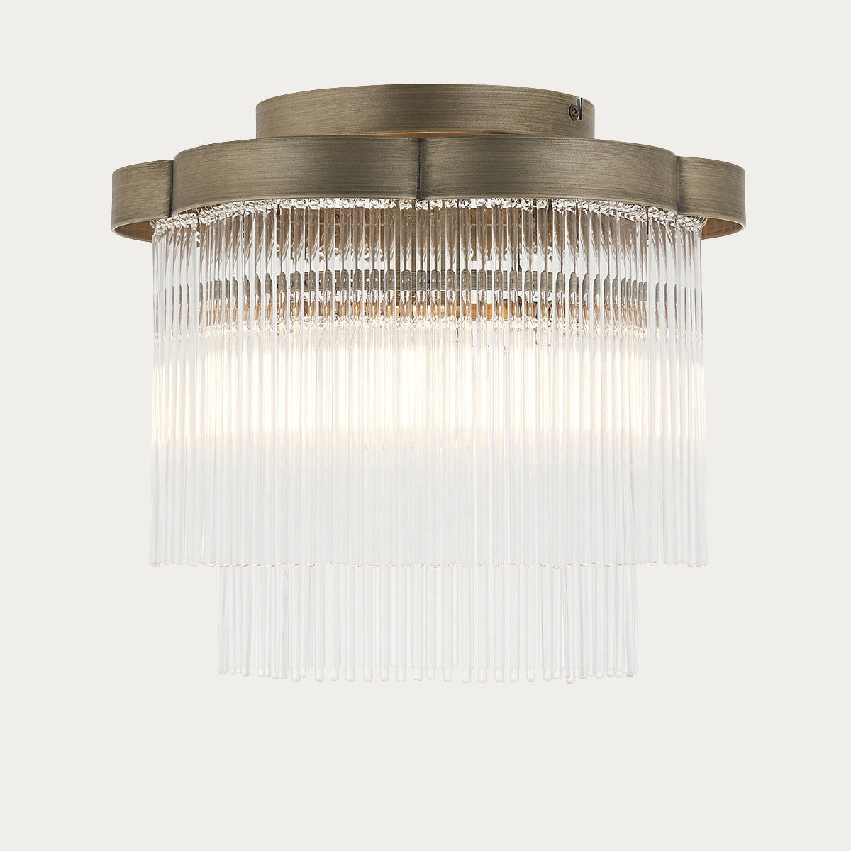 Lucienne Glass Flush Ceiling Light in Antique Brass