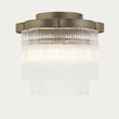 Lucienne Glass Flush Ceiling Light in Antique Brass