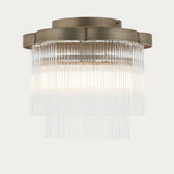 Lucienne Glass Flush Ceiling Light in Antique Brass