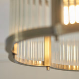 Radley Modern Flush Ceiling Light Fixture in Antique Brass with Scalloped Ribbed Glass