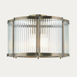 Radley Modern Flush Ceiling Light Fixture in Antique Brass with Scalloped Ribbed Glass