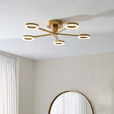 Scoutley 5 Light Brass Semi Flush Ceiling Light with Frosted Diffusers