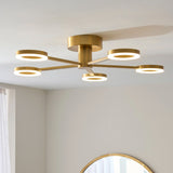 Scoutley 5 Light Brass Semi Flush Ceiling Light with Frosted Diffusers