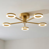 Scoutley 5 Light Brass Semi Flush Ceiling Light with Frosted Diffusers