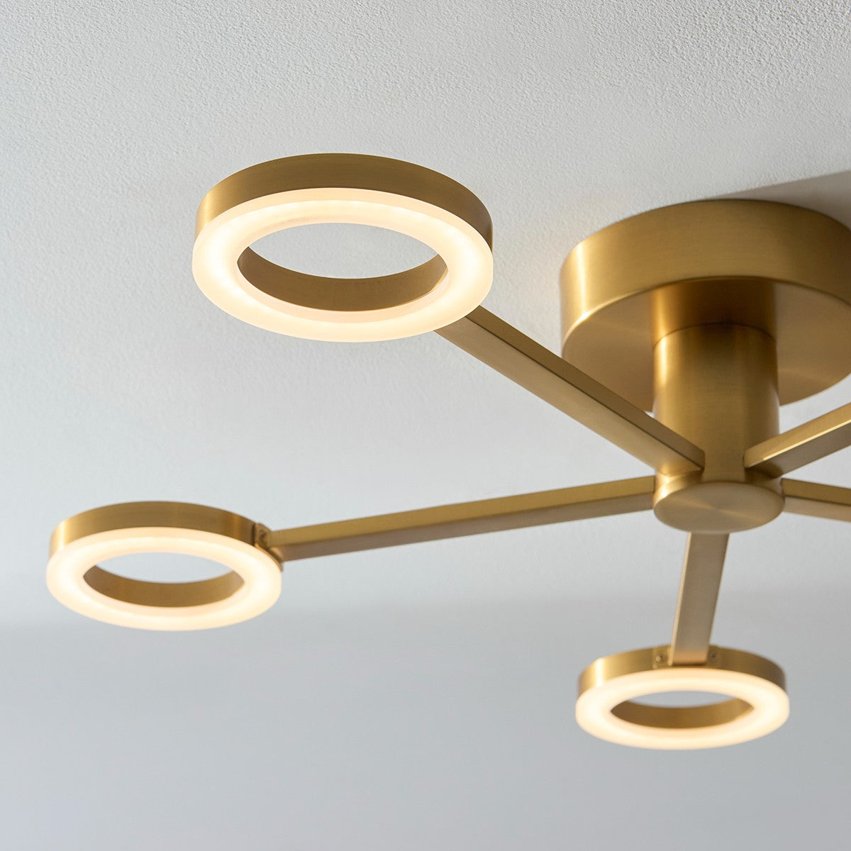 Scoutley 5 Light Brass Semi Flush Ceiling Light with Frosted Diffusers