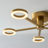 Scoutley 5 Light Brass Semi Flush Ceiling Light with Frosted Diffusers