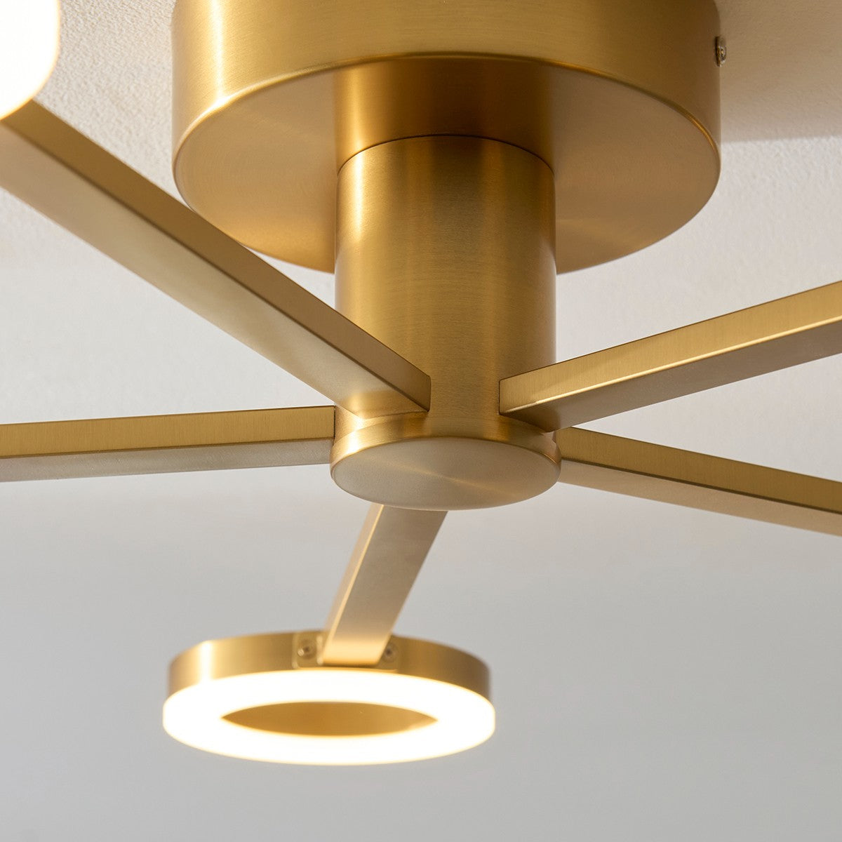 Scoutley 5 Light Brass Semi Flush Ceiling Light with Frosted Diffusers