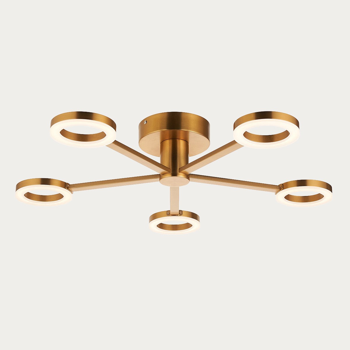 Scoutley 5 Light Brass Semi Flush Ceiling Light with Frosted Diffusers
