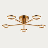 Scoutley 5 Light Brass Semi Flush Ceiling Light with Frosted Diffusers