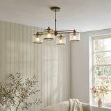 Radley 4 Light Antique Brass Ceiling Lamp with Clear Ribbed Glass